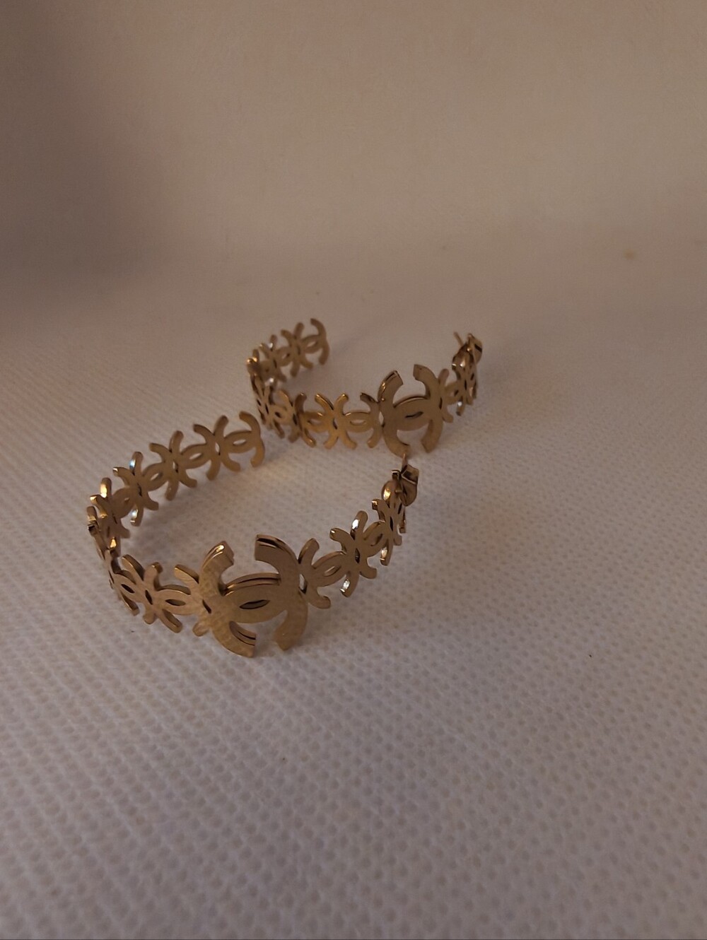 Gold Logo Cutout Hoop Earrings - Elegant Women's Jewelry